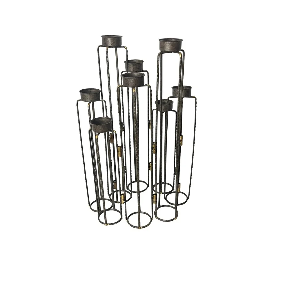 Ascencio Hinged Candle‎ Holders Home Decor Bronze Brutalist Metal Tiered 8-Cup